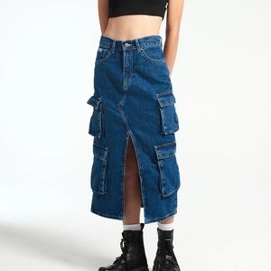 The Ragged Priest Denim cargo skirt